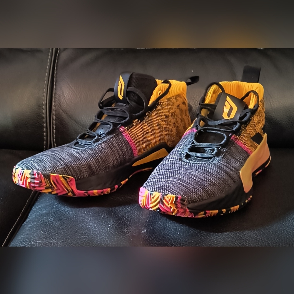 Adidas Black and Yellow Basketball Shoes
